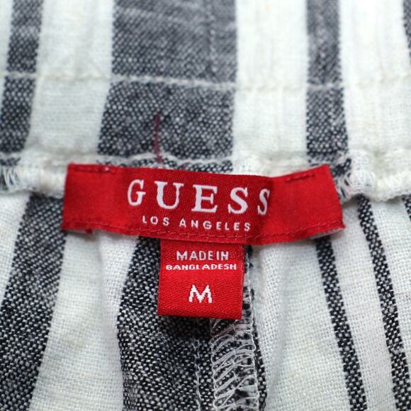 GUESS Charlotte Striped Linen Shorts - Womens Medium - White / Grey / Black-NWT - Picture 7 of 8